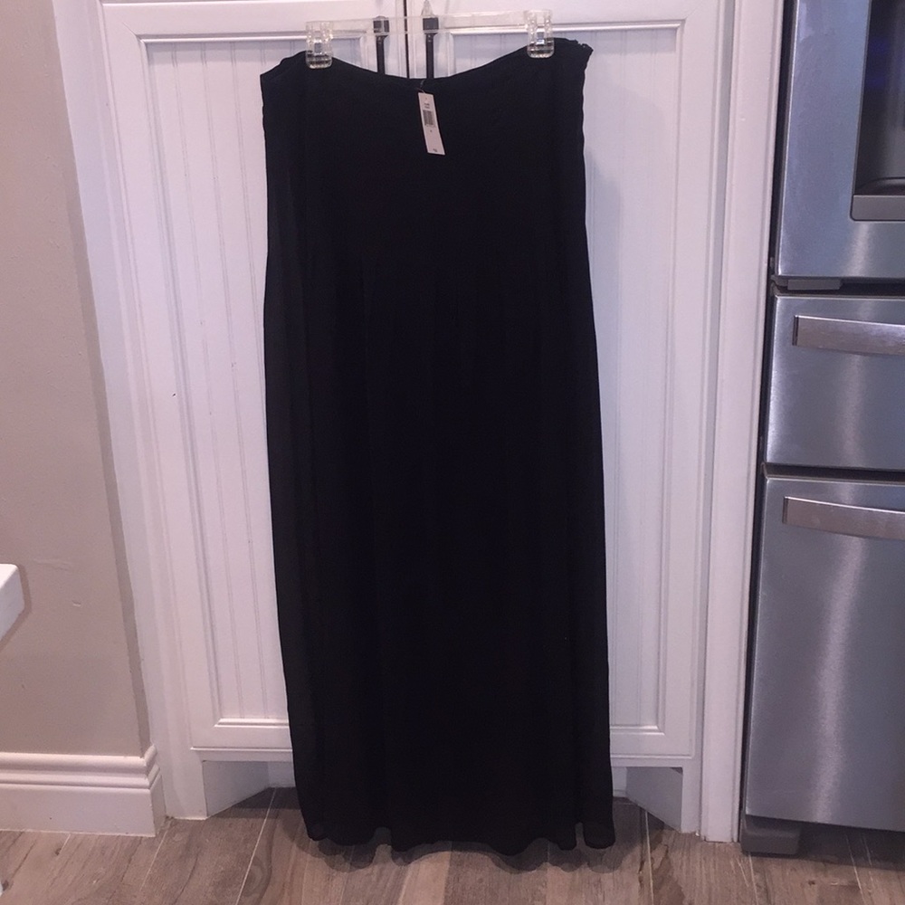 Black Pleated Chiffon Maxi Skirt